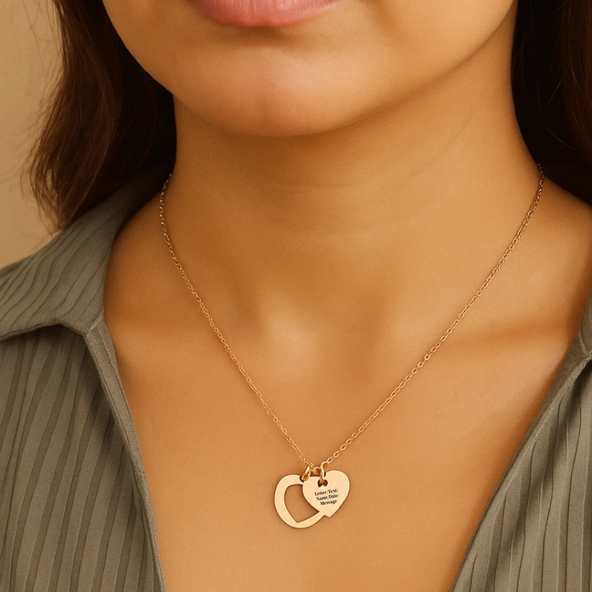 Heart necklace on woman
