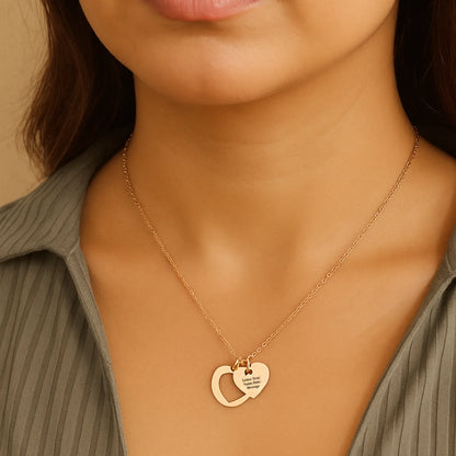 Heart necklace on woman