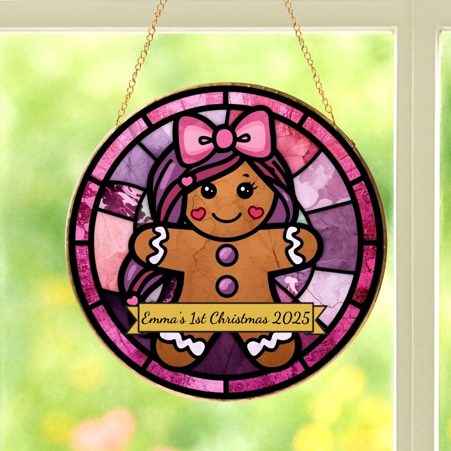 Stained Glass Wintery with Scroll