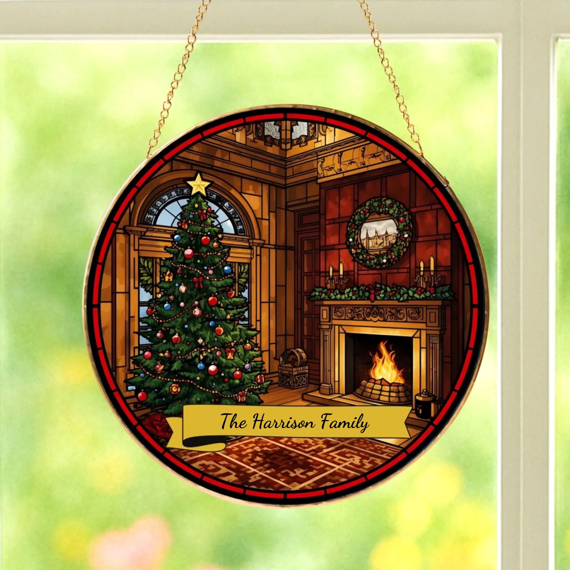 Stained Glass Wintery with Scroll