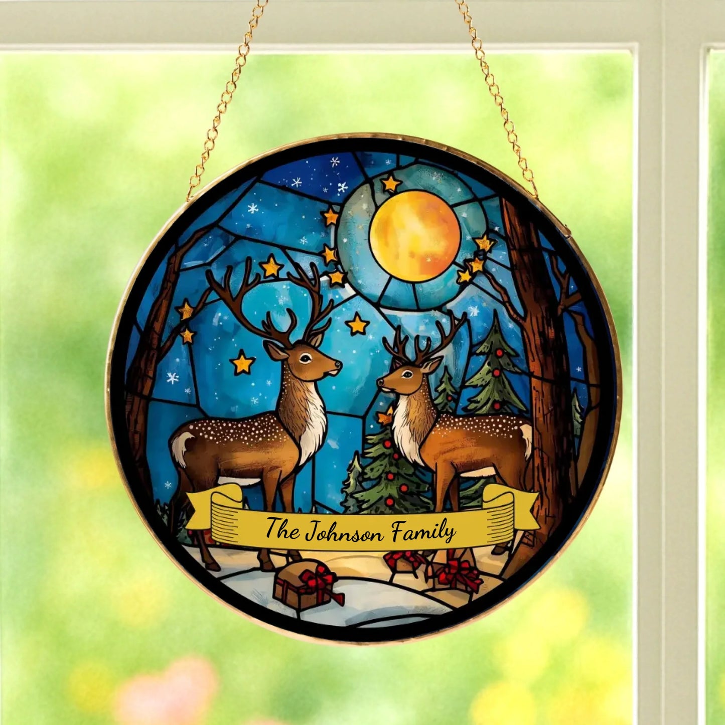 Stained Glass Wintery with Scroll